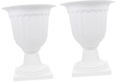 Happyyami 2stücke Vintage Blumensäule Pflanzgefäße Plastik Übertopf Für Garten Und Balkon Dekorative Urne Elegantes Design Für Innen Und Außendekoration