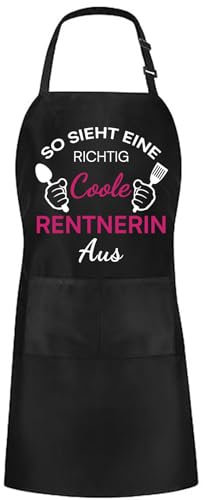 Rentner Geschenk Frau Schürze Küchenschürze renteneintritt geschenk frau Grillschürze, Kochschürze Ruhestand Rente Geschenk für Frauen Ruhestand schürze So Sieht eine richtig Coole Rentnerin aus