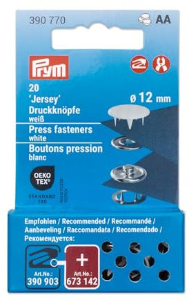 Prym 390770 Druckknöpfe Jersey, 12 mm, weiß, kompatibel mit dem Vario Creative Tool
