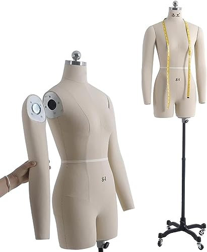 XDAWQP Schneiderpuppe, Mode-Schneiderpuppe, Zeichenmodell, weibliche Schneiderpuppe mit 2 weichen Armen, höhenverstellbare weibliche Schaufensterpuppe zum Nähen von Kleidun，XXL 88