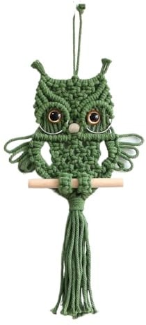 YKAFADE Makramee Eule Wandbehang,Handgewebter Eulenkunst Wanddekoration Wandbehang Dekor gewebt Wandteppich Böhmische Tapisserie Boho Deko Ornamente für Zuhause Schlafzimmer Wohnzimmer,Grün