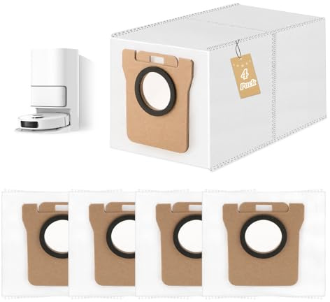 RongZy 4 Pièces Sacs à Poussière pour Dreame L10s Ultra / L10 Ultra/L20 Ultra/D10 plus/pour Xiaomi X10+ / X20+ Aspirateur Accessoires
