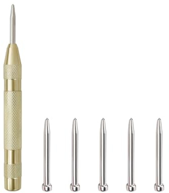 Tekrill 6 Stück automatischer Körner, einstellbarer Körner mit Federkraft für Holz, Metall und Kunststoff TS/ZXC-01 (4 Zoll, gelb)