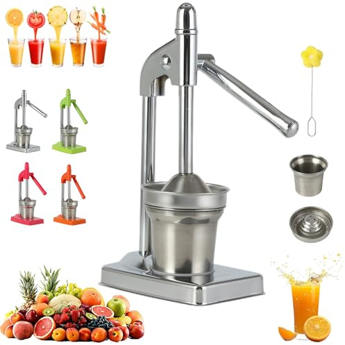 Heavy Duty Countertop Lime Citrus Crush Machine, Cast Iron Juicer Hand Press, for Oranges Lemons Limes, Easy to Clean, Home and Kitchen Essentials (Silver)