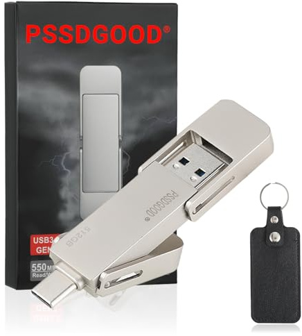512GB USB-C Stick,schnell 550MB/s 2-in-1 Type C+ USB A 3.2 Gen2 Externe SSD | USB 3.2 Gen 2 Solid State Drive mit Dual USB-C/A als speicherstick für iPhone15/16/17/Android Phone/Tablet/Windows/Mac