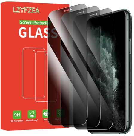 LZYFZEA 3-Pack Privacy Screen Protector for iPhone 11 Pro/XS，Anti-Spy Tempered Glass Film,HD Clear,Anti-Scratch,Case Friendly