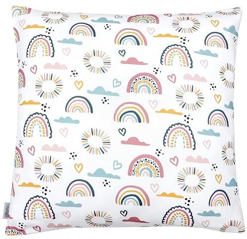 TupTam Kissenbezug Gemustert Bunte Kissenhüllen Dekokissen für Baby und Kinderzimmer, Farbe: Regenbogen Herz Wolken, Größe: 40 x 40 cm