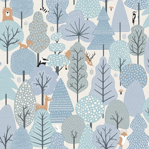 Muriva My Kingdom Wild Wood Tapete - Skandi Waldtier Wandtapete - Luxus Vlies Papier für Kindergärten, Spielzimmer & Kinderzimmer Mehrfarbig M51611 (10,05m x 53cm)