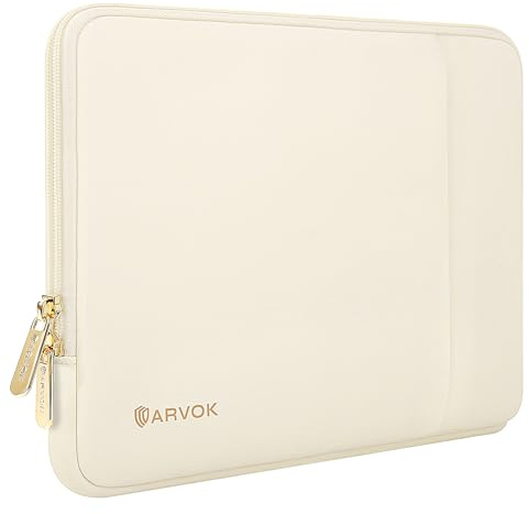 ARVOK Laptoptasche 13 14 Zoll, Wasserabweisende | Laptop Hülle Sleeve Case Schützend mit MacBook HP, Dell, Lenovo, Asus, Acer, MSI,Reißverschluss Zubehörtasche,Halbmondweiß
