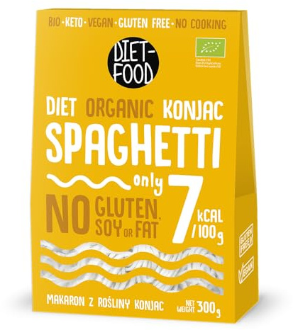 DIET-FOOD Bio Shirataki Spaghetti Noodles Low Carb Konjak Nudel Kalorienarme Vegane Lebensmittel Fettfrei Sojafrei Glutenfreie Wasserlöslich Diätnudeln Niedriger Kaloriengehalt | 300 g (1er Pack)
