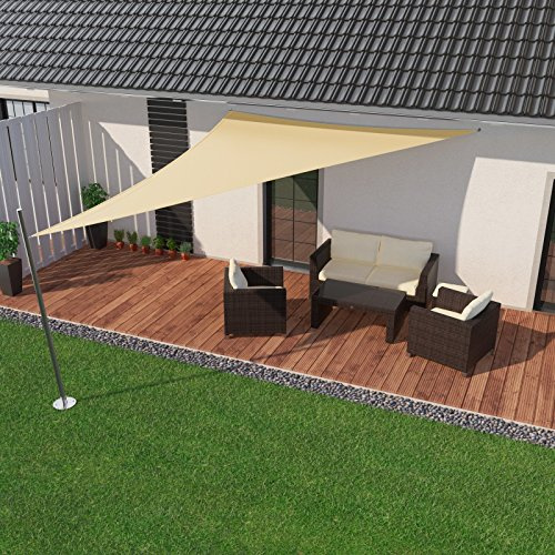 IBIZSAIL Premium Sonnensegel - Dreieck (rechtwinklig) - 700 x 500 x 500 cm - Creme - wasserabweisend (inkl. Spannseilen)