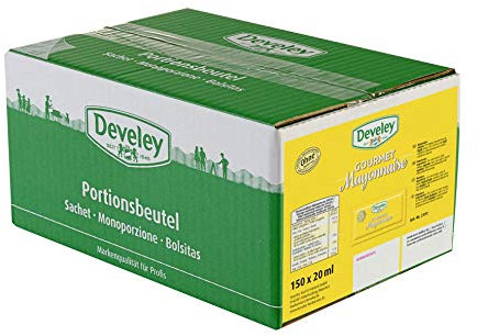 DEVELEY Gourmet Mayonnaise – 150 x 20 ml Pack - Portionsbeutel - Mayonnaise – Original Develey Rezeptur – Gluten-frei und vegetarisch – Mayonnaise