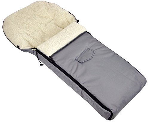 BAMBINIWELT Winterfußsack für Kinderwagen, Jogger, Buggy und Schlitten, Fußsack, Sitzauflage, Lammwolle, HELLGRAU 108cm