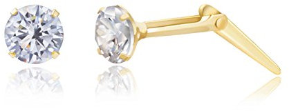 9ct yellow gold 3mm white cubic zirconia cz Andralok stud earrings / gift box