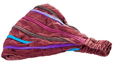Kunst und Magie Stirnband Haarband Goa Stonewashed Hippie Kopftuch Haarband, Farbe:Maroon/Bordeaux