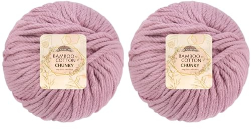 JubileeYarn Bamboo Cotton Chunky Yarn - 100g/Ball - Cotton Candy - 2 Balls