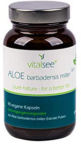 Vitalsee ALOE barbadensis miller 300 Extrakt | Verbesserte, hochdosierte Monosubstanz I 90 Kapseln I Reiner Extrakt aus dem Inneren der Aloe vera I Glutenfrei- & Laktosefrei | Vegan