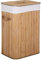 Bakaji Panier à linge sale à linge maison en bois de bambou et tissu récipient pliable peu encombrant avec couvercle et poignées, capacité 70 l, dimensions 40 x 30 x 60 cm (naturel)