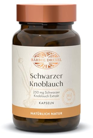 Schwarzer Knoblauch Kapseln I Natürliche Dosierung mit 250 mg ohne synthetische Ersatzstoffe I Fermentiert & Geruchslos (45 Stk) 100% Vegane Herstellung Deutschland I Naturheilkunde BÄRBEL DREXEL®