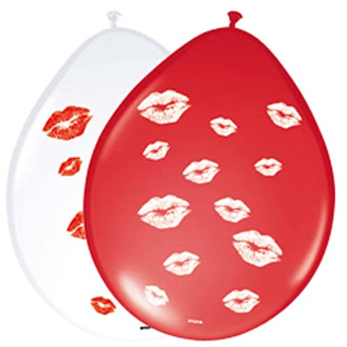 Folat 64139 Romantische Ballons mit Lippen - 8 Stück, Mehrfarbig, Einheitsgröße
