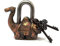 Serrure fonctionnelle en laiton avec deux finitions, design deux chamailles et finitions antiques COULEUR