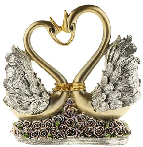 Tubayia Harz Schwan Figur Dekofigur Statue Skulptur Dekoration für Wohnzimmer, Hochzeit, Café (25x10x25cm)