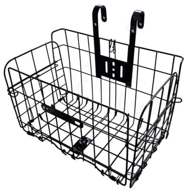 Folding Bike Front Basket, Bicycle Wire Basket with Handles, Easy Installation on Front Handlebar Accessories for Frame Cargo Rack.