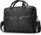 BAGZY Laptoptasche 14 Zoll Aktentasche Umhängetasche Geschenk für Männer Handtasche für Männer Echtes PU Leder Herren Business Tasche Notebook Tasche Bürotasche (Schwarz)