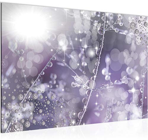 Runa Art Bild Pusteblume Modern Wandbilder Wohnzimmer Schlafzimmer 1 Teilig - Made In Germany - Gräser Violett Lila Flur 020415a