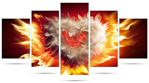 TAOPE 5 Stück Diamant Malerei Vollbohrer Kit, DIY 5D Diamond Painting Bilder Set Diamant Malen nach Zahlen Kreuzstich Stickerei Strass Mosaik Gemälde (Feder und Liebe)