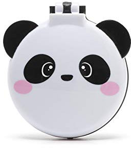 Legami - Bürste mit Spiegel, Thema, Nice Hair, öffnet und schließt mit einem Klick, bequem und praktisch zum Mitnehmen, Panda