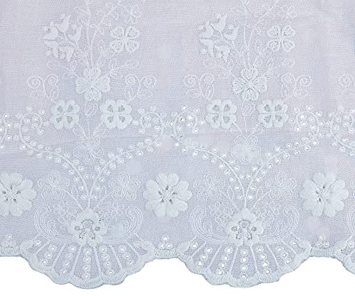 GORGECRAFT 2 yarda de Rollo de Encaje de Algodón Blanco con Ribete de Encaje de Tela de 26cm de Ancho para Decoraciones de Bordes Festoneados para Mantel de Vestido, Cortina, Banda para el Cabello