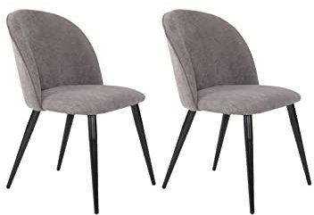 byLIVING Esszimmerstuhl Nayla / 2er Set/Bezug Cord grau/Gestell Metall schwarz pulverbeschichtet/Polsterstuhl/Wohnzimmerstuhl/gepolstert/bis 110 kg/B 51, H 81,5, T 60 cm
