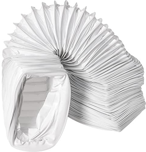 LIRAST 110x55mm / 3m PVC Flexible Ducting - Ventilation Rectangular Duct Hose for Tumble Dryer, Cooker Hood, Extractor Fan, Air Conditioner, White