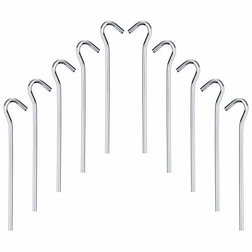 Steel Tent Pegs Heavy Duty Metal Galvanized Ground Stakes Tent Hooks Rust Free Garden Pegs For Netting Camping Hiking Beach Outdoor Garden Gazebo Tarpaulin And Traveling (Pack of 10)