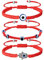BRACO Glücksbringer-Armbänder, Kabbalah, roter Faden, böser Blick, türkisches Auge, Hand der Fatima, verstellbar, geflochtenes Seil, handgefertigt, 3 Stück, Baumwolle