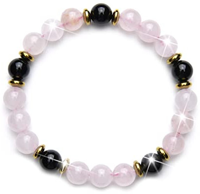 Fukugems Rose Quartz Onyx Glück Feng Shui Armband - Hallo Geld, Unternehmer Geschäftsbeziehung für Männer und Frauen Mit Geld Wohlstand Ziele