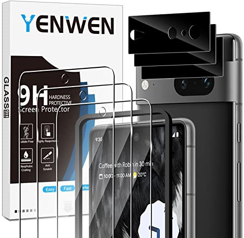 Yenwen Verre Trempé Compatible avec Google Pixel 7, 3 Pièces Film Protection écran et 3 Pièces Caméra Arrière Protecteur, Anti Rayures - Dureté 9H Glass - Sans Bulles