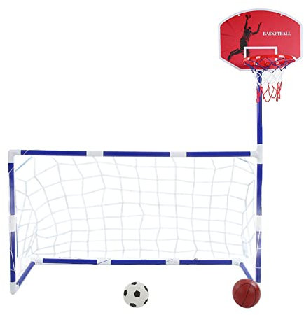 Sport Kinder Mini Tor Set, 2 in 1 Sport Tor Spielzeug Mini Indoor Basketball Fußball Tor Spielzeug Tür Basketballkorb, Drinnen und Draußen Eltern Kind Interaktives Spielzeug