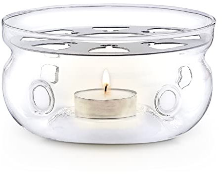 Teabloom Celebration Teapot Warmer - Standard Size (5-inch Diameter) - Heatproof Borosilicate Glass Tea Warmer - Tealight Candle Included