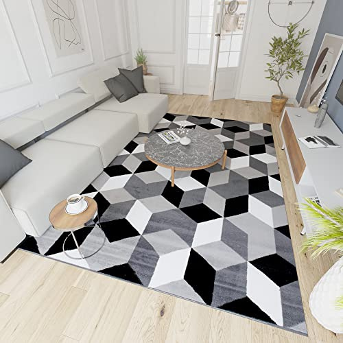 Mazovia Modern Teppich - Kurzflor - Teppich für Wohnzimmer, Schlafzimmer, Esszimmer - ÖKO-TEX Wohnzimmerteppich, Robust und pflegeleicht, Niedrige Florhöhe - Grau 130 x 190 cm