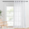 PONY DANCE Linen Look Voile Curtain 1 Panel for Room Divider - White Net Curtain for Living Room/Bedroom/Patio Door, Elegant Eyelet Top Windows Decor Lightweight Sheer Panel, 80 x 95 Inches