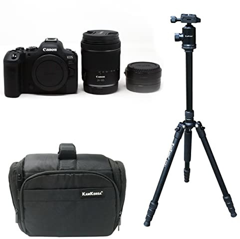 KamKorda Camera Bag + Tripod + R6 Mark II Mirrorless Digital Camera Body + RF 24-105 f/4-7.1 IS STM Lens + R Mount Adapter, 24.2MP Full-Frame CMOS Sensor