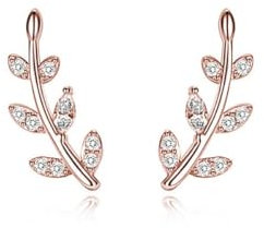 Reffeer 925 Sterling Silber Blatt-Ohrstecker für Damen, kleine Ohrstecker (C-Rose Gold Plated)