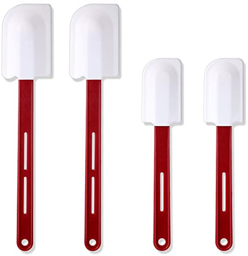 Norme 4 Pcs High Temp Silicone Spatulas Heat Resistant Rubber Spatula Commercial Silicone Scraper with Handle for Kitchen Cook Baking Mixing Utensil, Dishwasher Safe (10 Inch,14 Inch)
