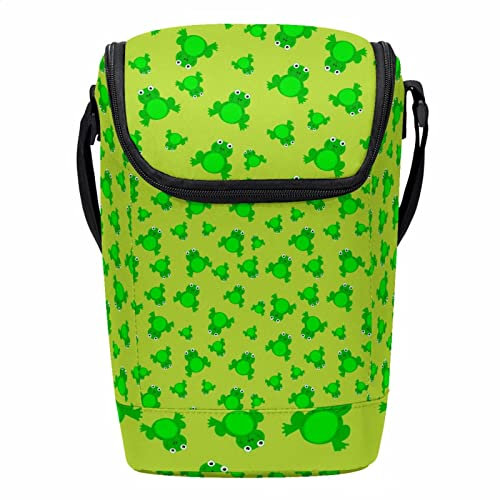 Lonchera reutilizable con diseño de rana, lonchera vertical grande con correa ajustable para el hombro