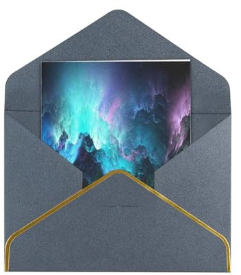 5 Grußkarten mit Umschlägen, 3D-Grafik, Universum, Weltraum-Grußkarten, Blanko-Karten für jeden Anlass (schwarzer Umschlag)