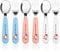 Vicloon Set de Couverts en INOX Enfant, 6PCS Fourchette et Cuillère Enfant Prise Facile Acier Inoxydable pour Tout-Petit Stensiles d'apprentissage Parfaits-Petit Renard
