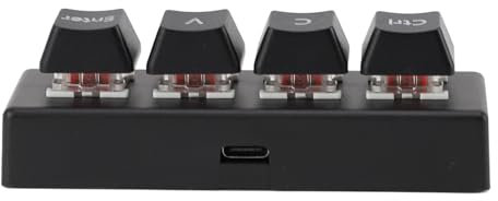 Goshyda Tastiera Programmabile a 4 Tasti NKRO Interruttore Rosso con Ctrl C V Invio, Mini Tastiera Meccanica per Giochi, Ufficio, Contenuti Multimediali (Black)