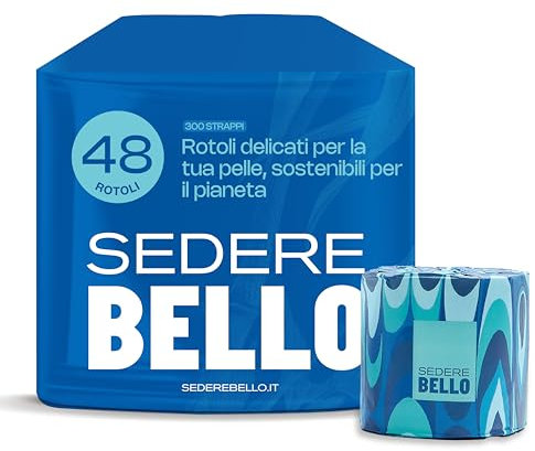 Sedere Bello – Carta Igienica in Bamboo, Confezione da 48 Rotoli | 3 Veli, No Plastica, Ecologica, Super Morbida, Resistente e Sostenibile